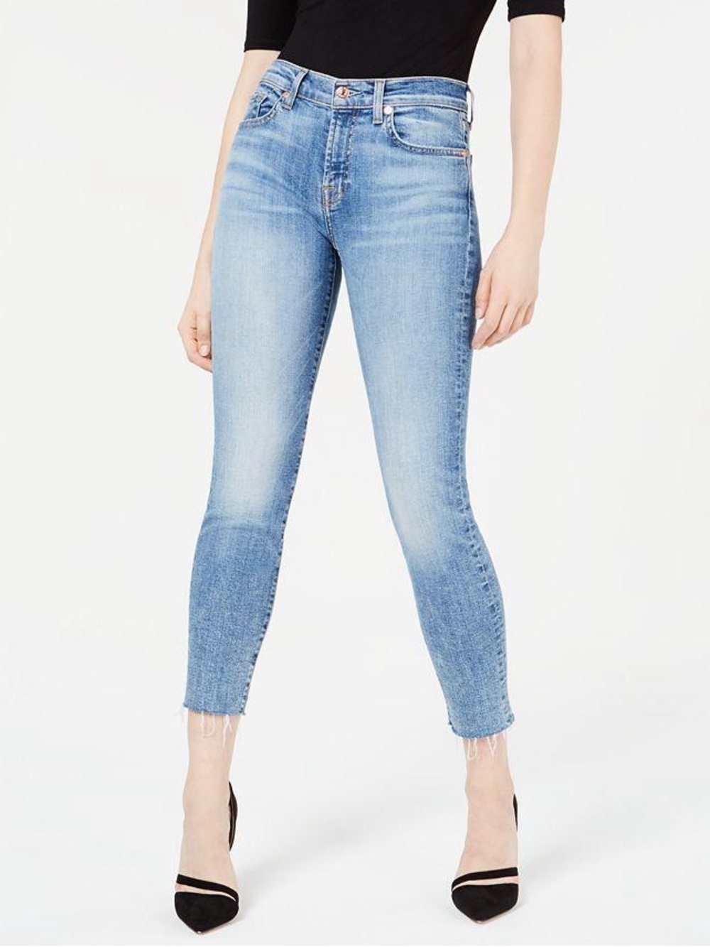7 For All Mankind The Ankle Skinny Raw Hem Jeans
